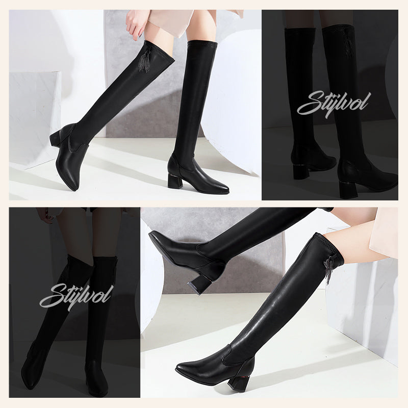 Women's Fleece-Lined Winter Boots with Stretch Fit and Anti-Slip Sole for Cold Weather Walking