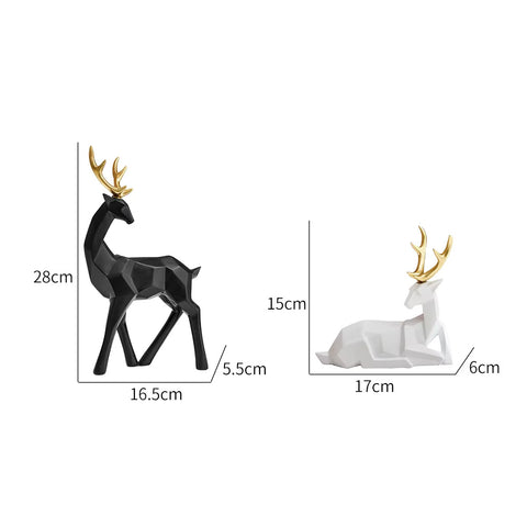 Glimmer Deer Figurine - Modern Geometric Design, High-Quality Resin