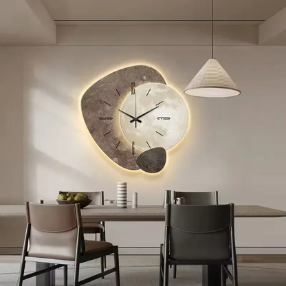 Silent LED Backlit Wood Clock for Bedroom Living Room Home Office Ambient Decorative Timepiece Warm Glow Modern Scandinavian Wall Art