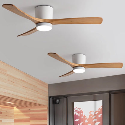 Wood Blade Ceiling Fan with Integrated LED Light and Remote Control for Bedroom Living Room Quiet DC Motor Airflow Year-Round Comfort Scandi
