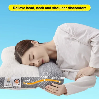Ergonomic Contour Sleep Pillow with Ear Recess for Side & Back Sleepers – Cervical Alignment Support, Breathable Polyester-Soy Fill