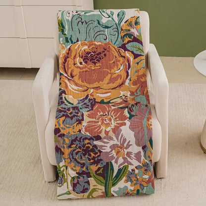 Sable Floral Blanket - 100% Cotton, Reversible Design