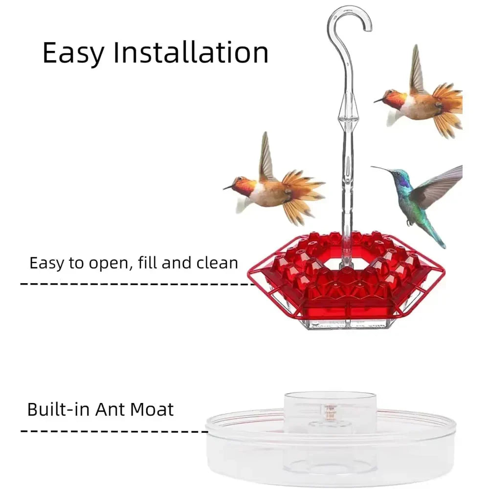 Hummingbird Feeder with Ant Moat for Outdoor Garden – 30 Flower Ports, Weather Resistant, Easy Fill Design for Backyard Bird Feeding