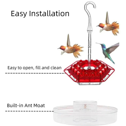 Hummingbird Feeder with Ant Moat for Outdoor Garden – 30 Flower Ports, Weather Resistant, Easy Fill Design for Backyard Bird Feeding
