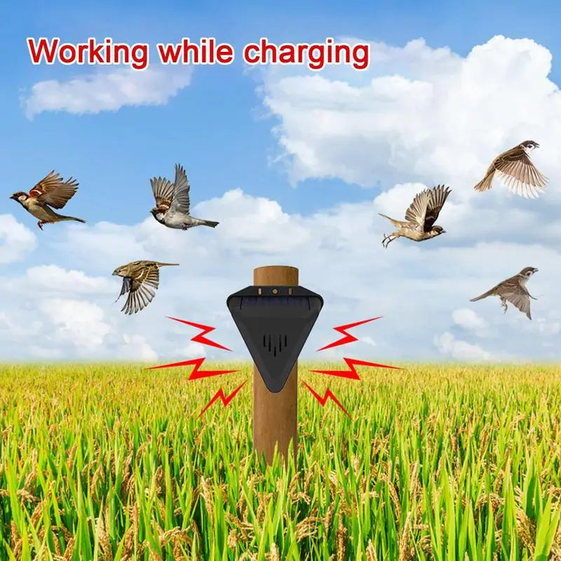 Humane Solar Powered Wildlife Deterrent System with Rotating Sound Technology for Yards Gardens Orchards