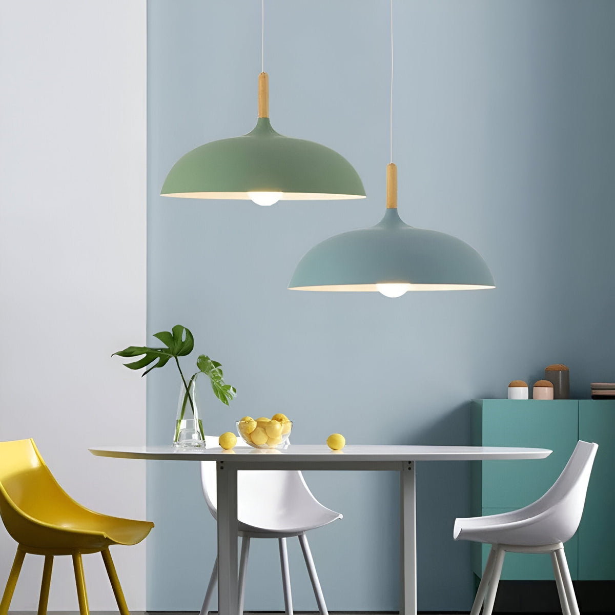 Wood and Iron Drop Light 14-24 Inches Diameter for Kitchen Island Dining Table Modern Minimalist Fixture E27 Socket Cord Height Adjustable