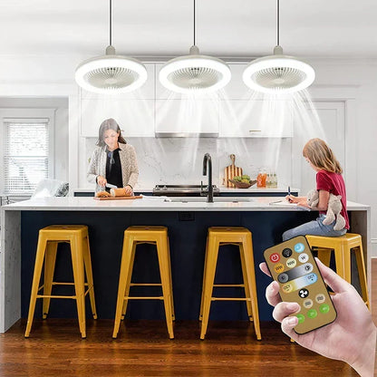 Ceiling Fan Light Combo Screw-In Bulb Socket with Remote Control 3 Speed Adjustable Brightness LED 2100 Lumen for Bedroom Kitchen Garage