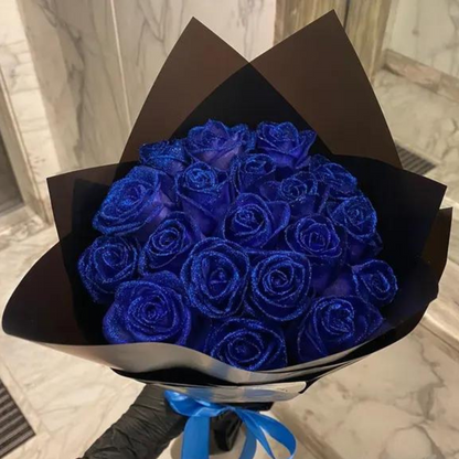 Sparkling Artificial Roses with Glitter Finish for Weddings, Birthdays & Valentine's Day Décor