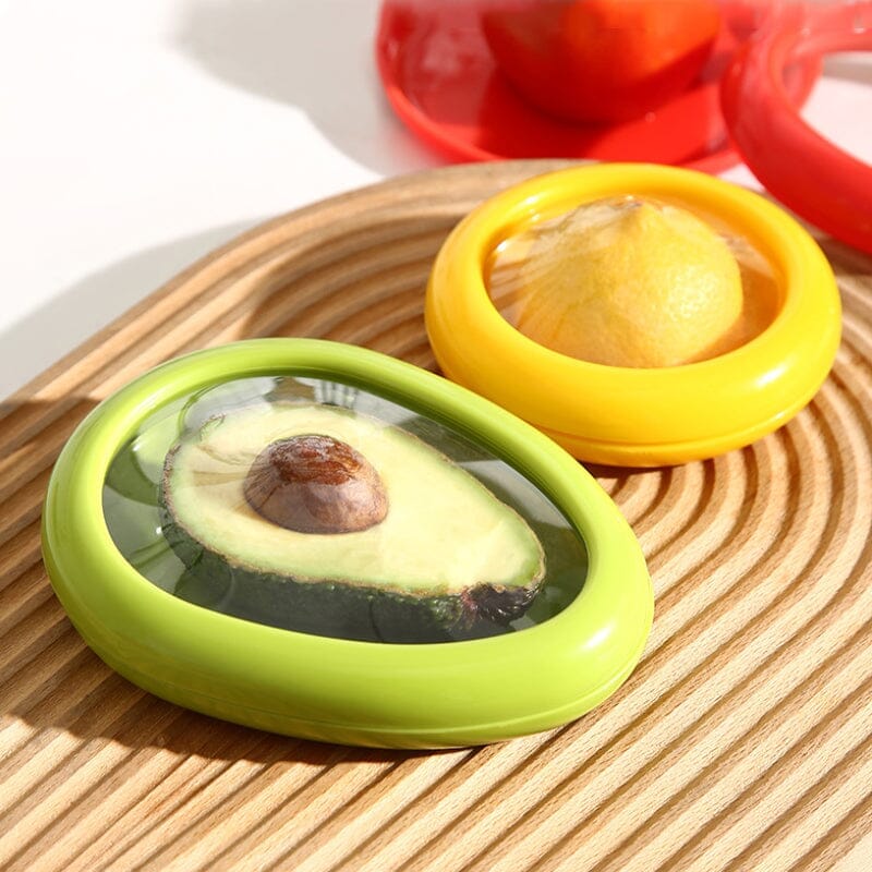 Stretch-Seal Half-Fruit Storage Containers with Snap-On Lids, Set of 4 Nesting Bins for Avocado Lemon Onion Tomato, BPA-Free Fresh Keeper