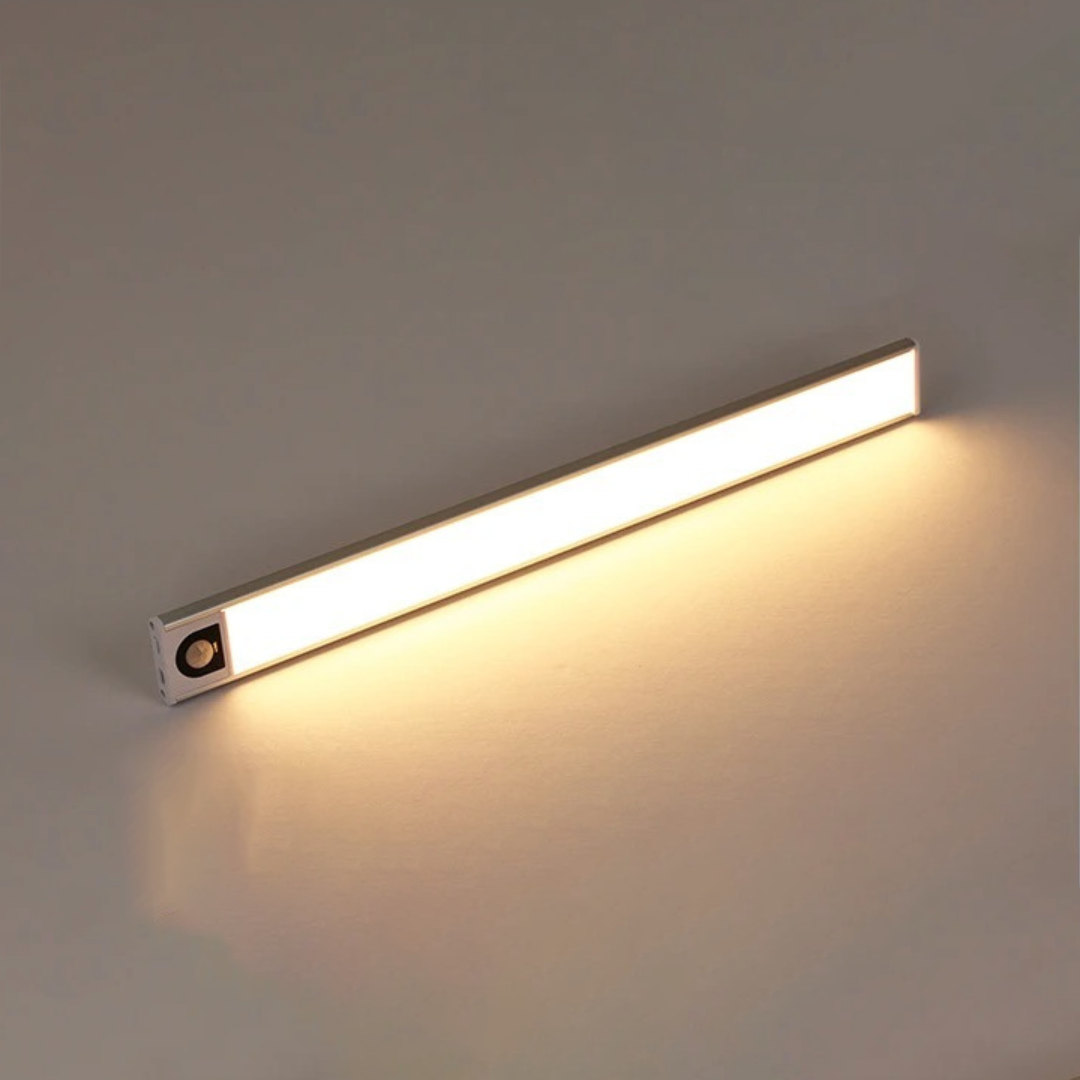 Motion Sensor LED Under Cabinet Light Rechargeable Magnetic Strip Battery Powered Kitchen Closet Pantry Hallway Wireless Lighting Bar for Co