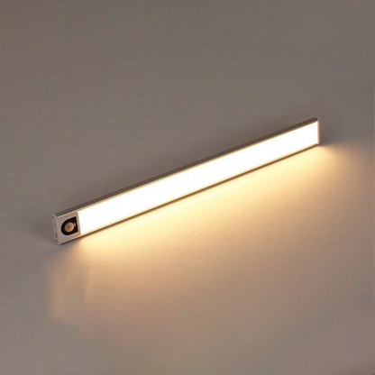 Motion Sensor LED Under Cabinet Light Rechargeable Magnetic Strip Battery Powered Kitchen Closet Pantry Hallway Wireless Lighting Bar for Co