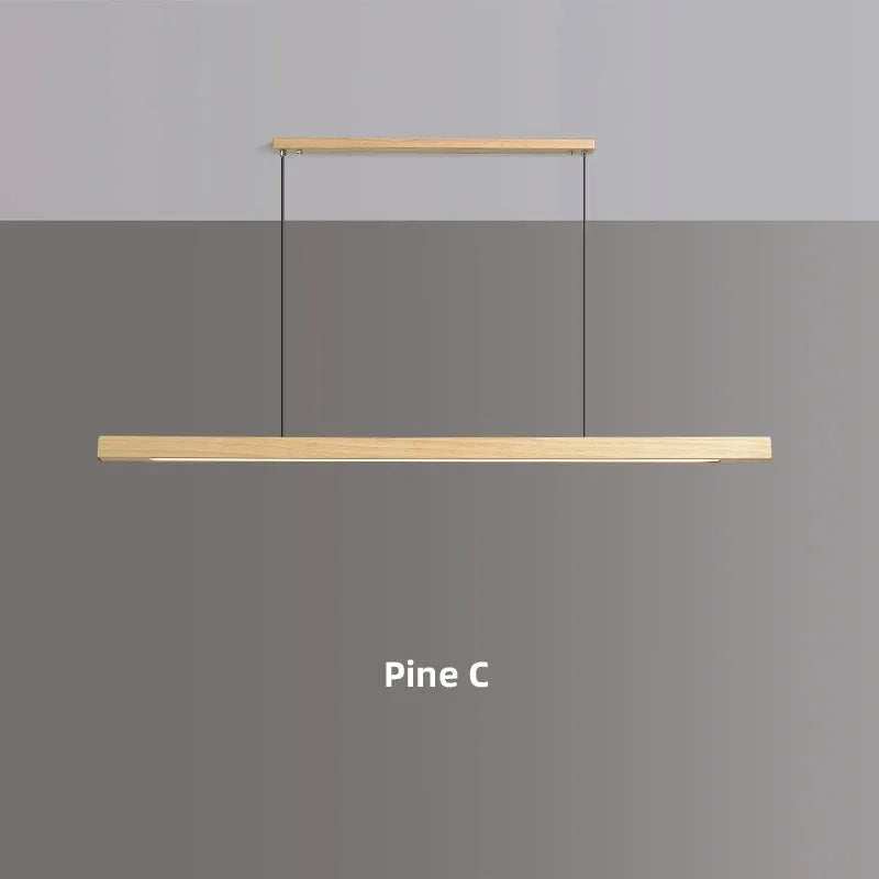 Linear Wood Hanging Light for Kitchen Island & Dining Table – Adjustable LED Ceiling Fixture in Pine or Walnut, 31-71 in Wide, Dimmable Opti