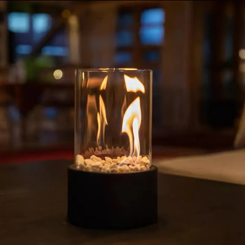 Compact Ethanol Burner for Living Room Patio Balcony Indoor Outdoor Smokeless Fire Pit 10 Inch Height Decorative Flame Heater Centerpiece