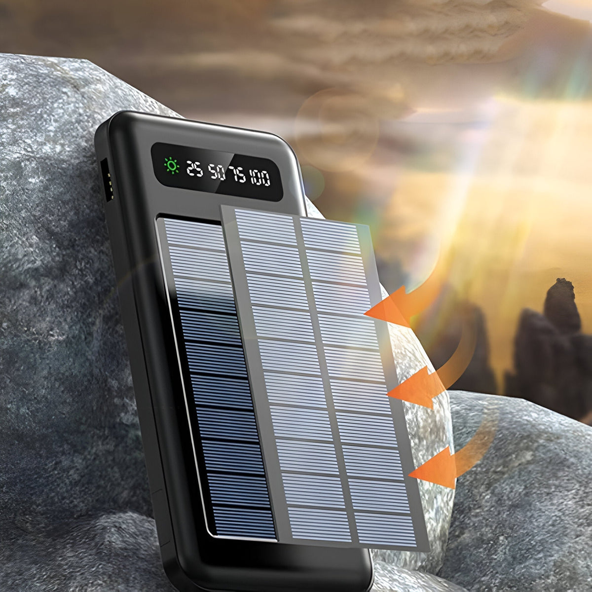 20000mAh Portable Solar Charger with Dual Charging Ports & LED Battery Display for Camping & Travel