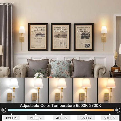 Rechargeable Sconce Pair 6.3 in × 23 in Battery-Operated Fixture Indoor Outdoor Hallway Bedroom Patio Balcony Garden Entryway Accent Lightin