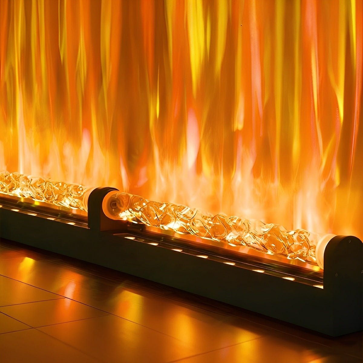 Animated LED Wall Sconce 39 in Aluminum with Flame & Water Effects RGBW Color-Changing Remote Control for Living Room Bedroom Bar Hotel Mode