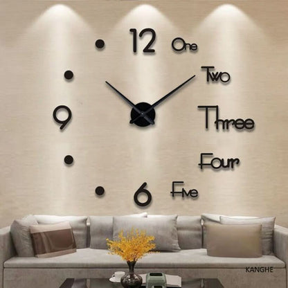 Oversized Statement Wall Clock – Floating 3D Acrylic Design for Living Room, Office & Modern Interiors