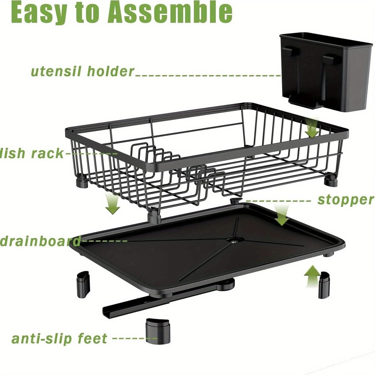 BLACKNEST – Dish Drying Rack with Stylish Utensil Holder