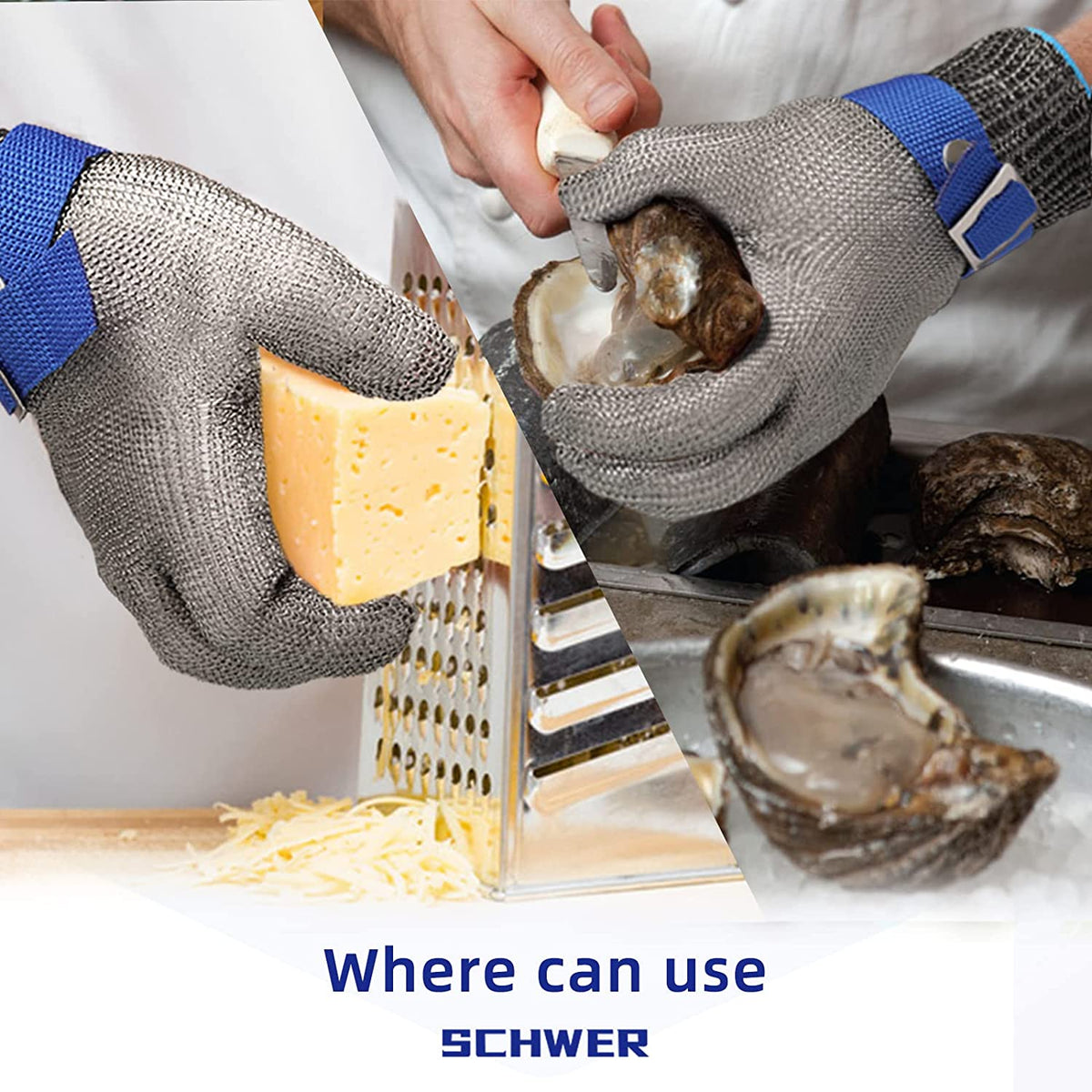 Food Safe Cut-Resistant Glove Made of Stainless Steel Mesh