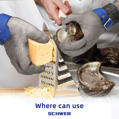 Food Safe Cut-Resistant Glove Made of Stainless Steel Mesh