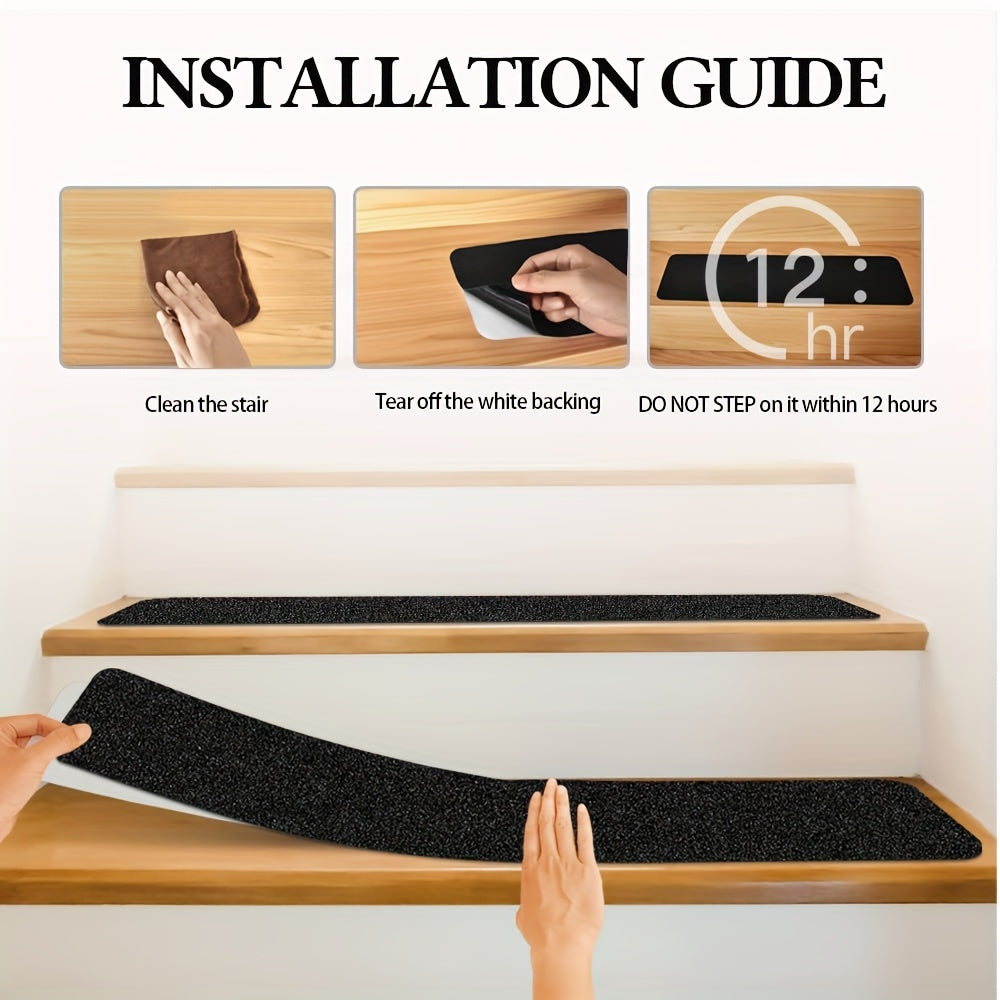 Anti-Slip Grip Tape for Steps – 10-Sheet Pack, 6×24 Inch Textured Traction Strips for Indoor Outdoor Stairs, Decks & Ramps