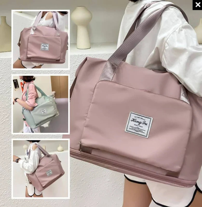 Travel Bag Foldable Waterproof Expandable Bottom & Wet-Dry Pocket