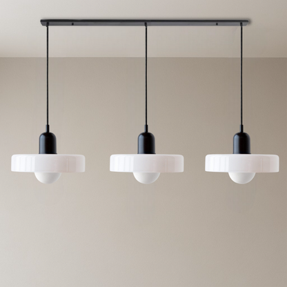 Triple Glass Hanging Light 39 in Wide Black Finish Adjustable Cable Kitchen Island Dining Table Ceiling Fixture Warm 3000K G9 Socket for Ope