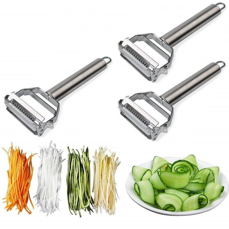 Dual-Blade Vegetable Peeler with Julienne Slicer | Stainless Steel Kitchen Tool for Potatoes Carrots Zucchini Cucumbers Apples | Dishwasher