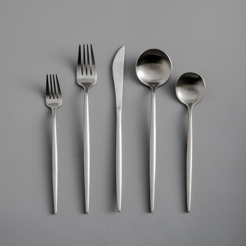 Stainless Steel Flatware Set – Matte Finish 5-Piece Place Settings for Everyday & Formal Dining
