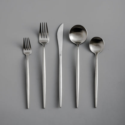 Stainless Steel Flatware Set – Matte Finish 5-Piece Place Settings for Everyday & Formal Dining