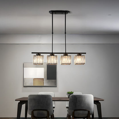 Hanging Fixture with Clear Glass Globes – 3 or 4 Bulb Multi-Head Suspension – Height Adjustable 14-28 in – Black or Gold Metal Frame for Kit