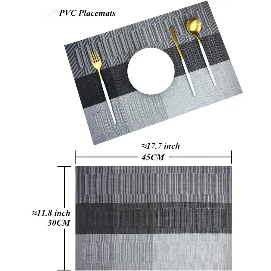 Machine-Washable PVC Placemats Set of 4 Heat-Resistant Non-Slip Table Mats for Dining Kitchen Dinner Parties