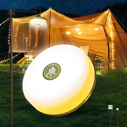 Rechargeable LED Camping Lantern with RGB String Lights and Power Bank Function for Outdoor Adventures