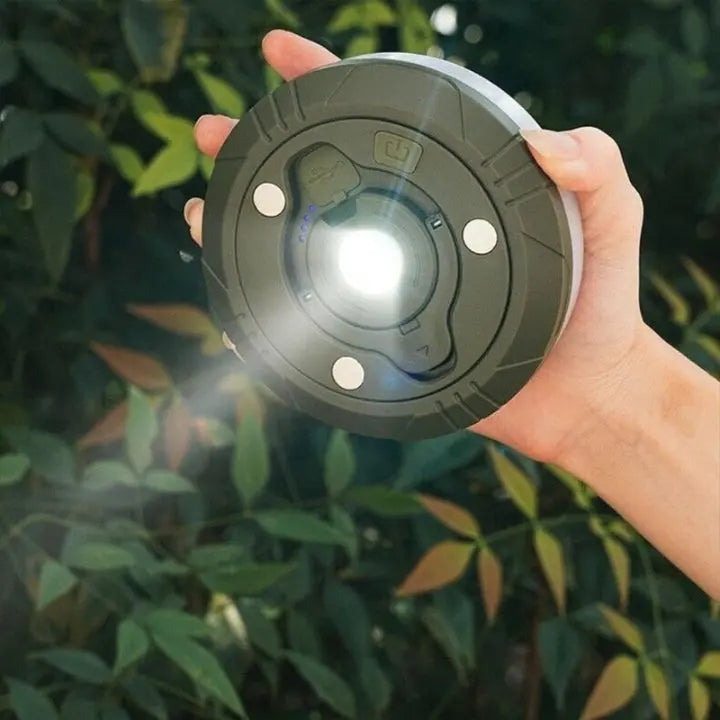 Rechargeable LED Camping Lantern with RGB String Lights and Power Bank Function for Outdoor Adventures