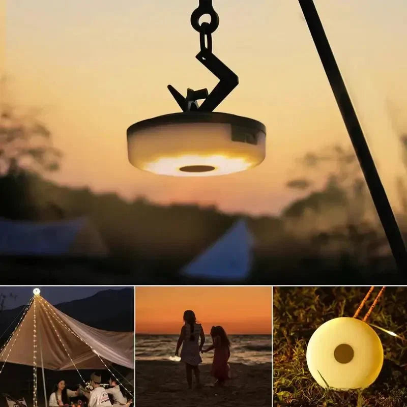 Rechargeable LED Camping Lantern with 33 ft Retractable String Lights | Magnetic Mount Outdoor Tent Light | Waterproof Portable Camp