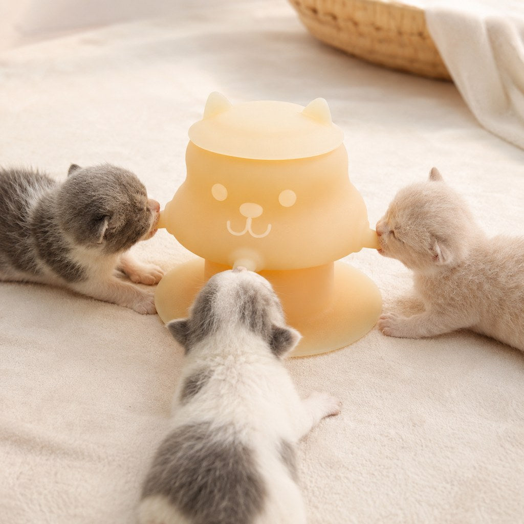 Ortekor 4-Nipple Silicone Nursing Feeder for Kittens & Puppies - Easier Litter Feeding with a Suction Base