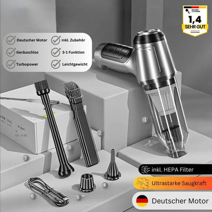 Compact Cordless Handheld Vacuum Cleaner with Blower Function - 2-in-1 Portable Car & Home Vac, HEPA Filter, Rechargeable Battery