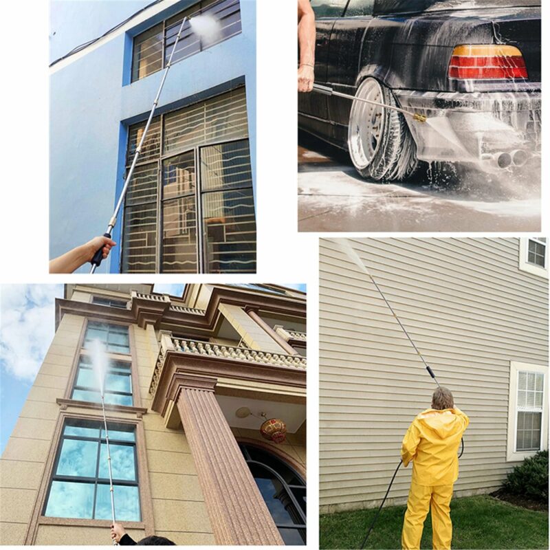 Extendable Pressure Washer Wand Kit 4000 PSI with Angled Nozzle for Gutters Siding Second Story Home Exterior