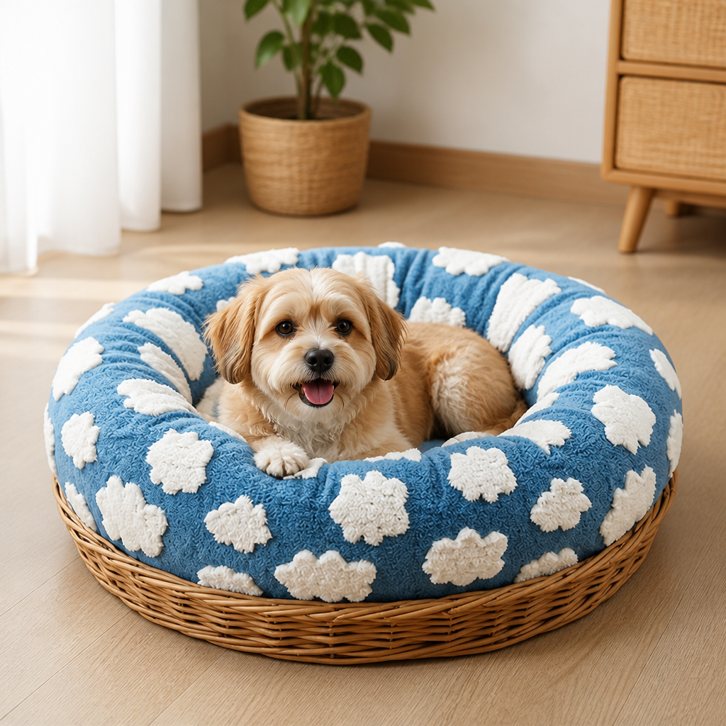 Ortekor Chew-Resistant Cotton & Anti-Slip Donut Dog Bed