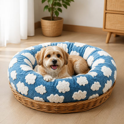 Ortekor Chew-Resistant Cotton & Anti-Slip Donut Dog Bed