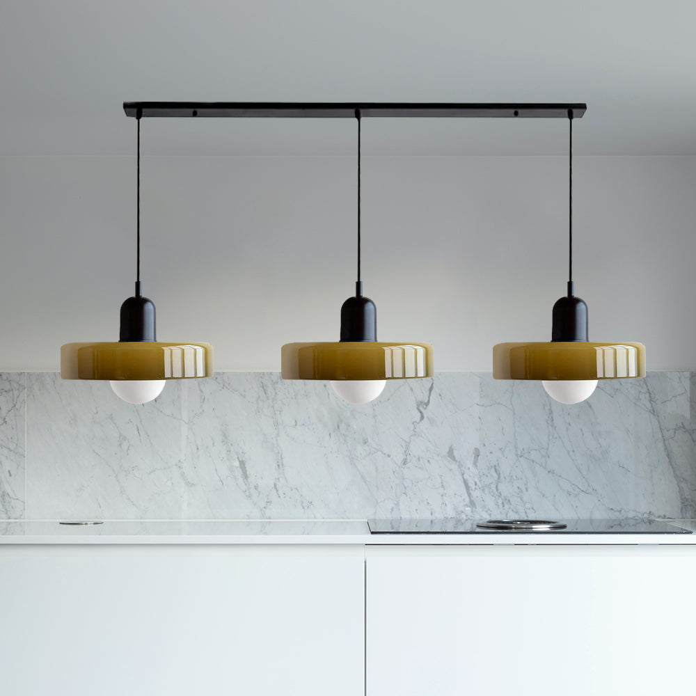 Glass Pendant Lamp 12 Inch Adjustable Height Ceiling Fixture for Bedrooms Nightstands Modern Minimalist Nordic Hanging Light E27 Socket for