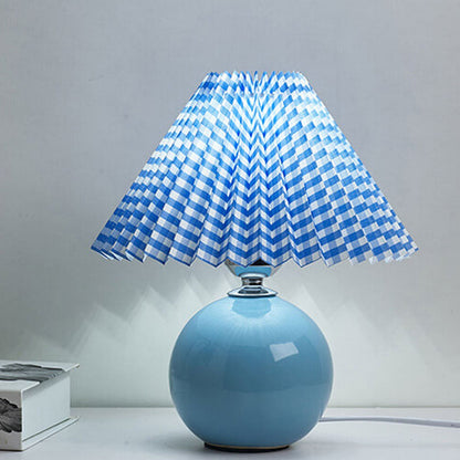Ceramic Accent Lamp with Fabric Shade 11x9.5 in E26 Socket for Nightstand Desk Study Room Reading Light Modern Home Decor