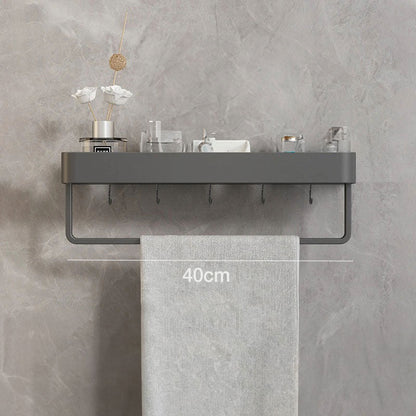 Metal Bathroom Organizer Shelf Gray 12-Inch Shower Caddy Wall-Mount Storage Rack for Shampoo Toiletries & Towels Space-Saving Modern Design