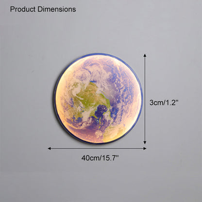 LED Moon Wall Sconce Dimmable Remote Control Light 9.4 Inch Diameter PVC Fixture for Bedroom Living Room Hallway Accent Lighting Three Color