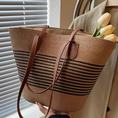 SHORELINE – Large Capacity Straw Shoulder Bag