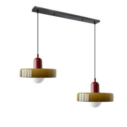 Dual-Shade Glass Hanging Light Fixture G9 Socket 14 Inch Ceiling Mount for Kitchen Island Dining Table Living Room Modern Overhead Lighting