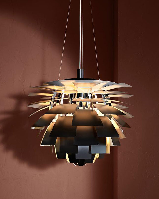 Layered Metal Fixture 19 in Wide Warm White E27 Socket Adjustable Height Kitchen Island Dining Room Cord Suspended Overhead Lighting Texture