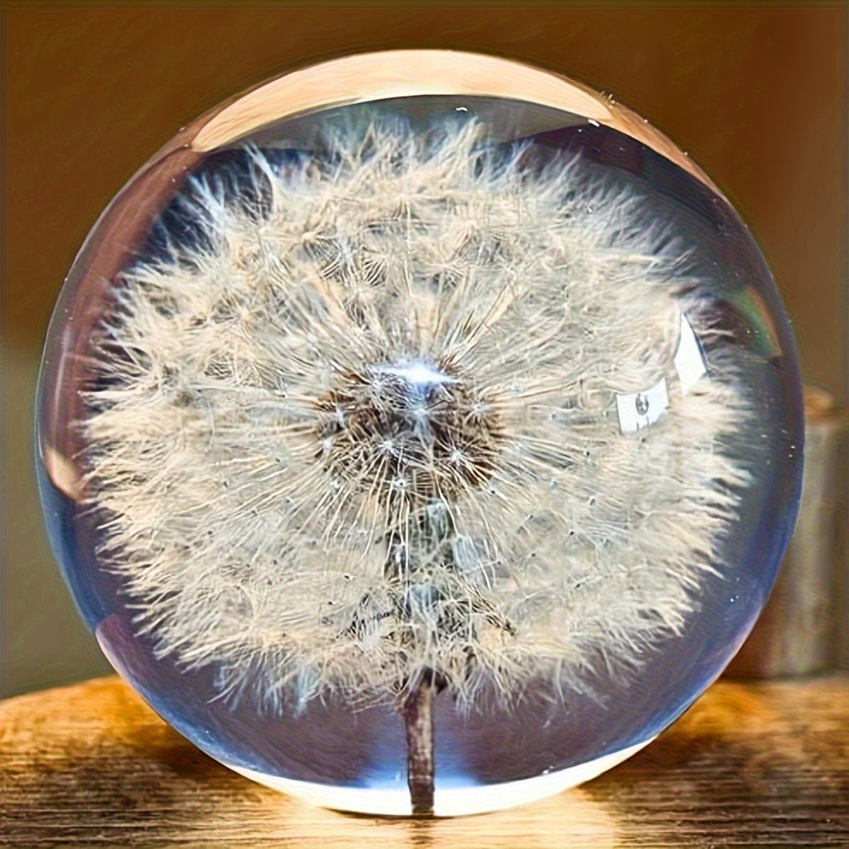 Celeste Decorative Glass Ball - Art Deco Sphere with Dandelion Fluff