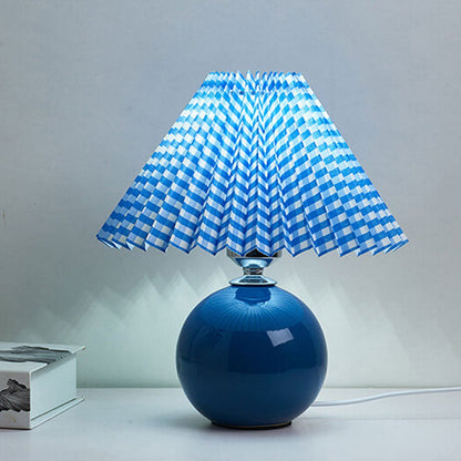 Ceramic Accent Lamp with Fabric Shade 11x9.5 in E26 Socket for Nightstand Desk Study Room Reading Light Modern Home Decor