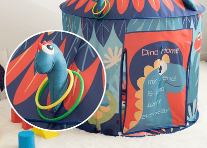 Children's Dinosaur Play Tent with Mesh Windows for Indoor & Outdoor Adventures, Navy Blue Portable Teepee Playhouse for Kids
